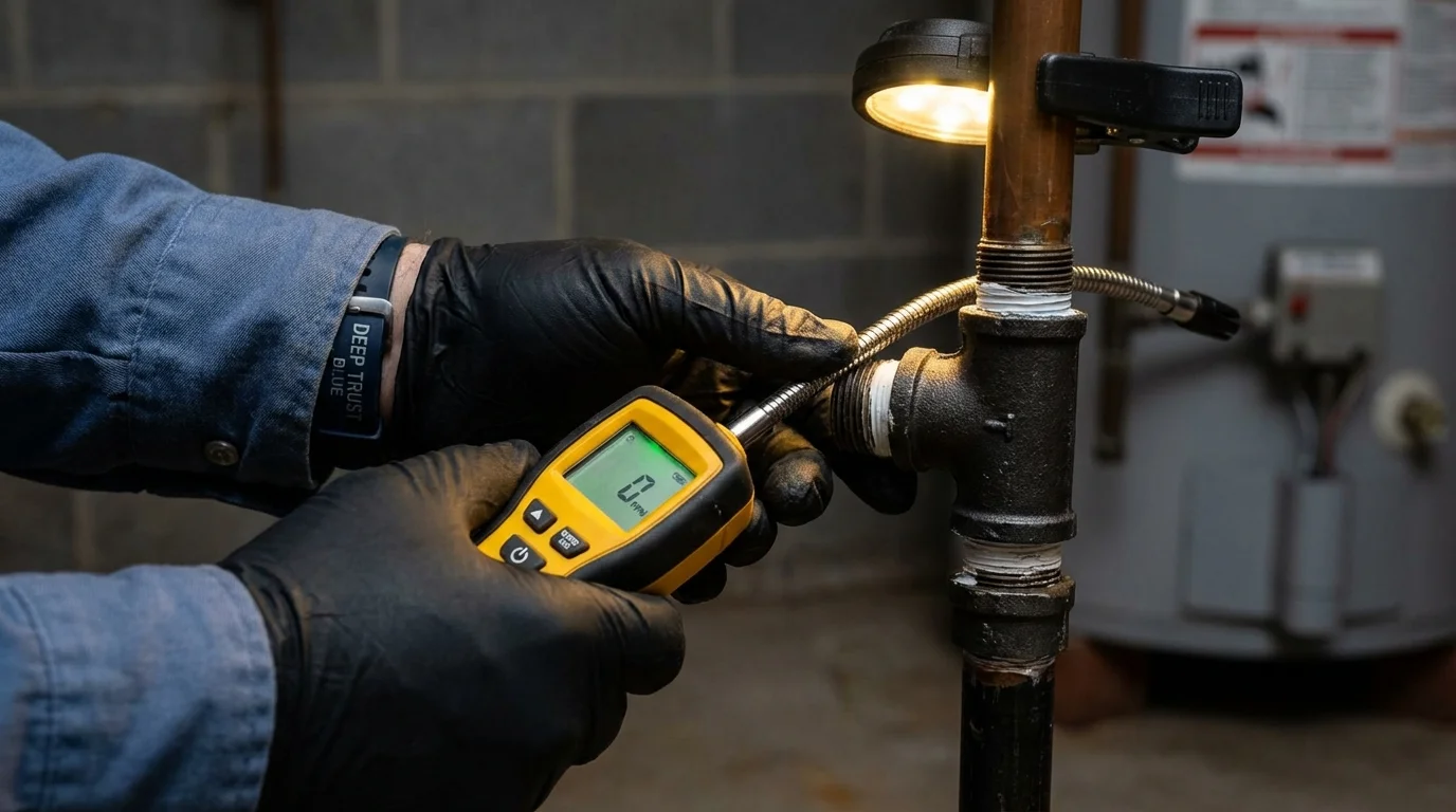 Gas leak detection with electronic sniffer by Johns Plumbing LLC in Jeannette