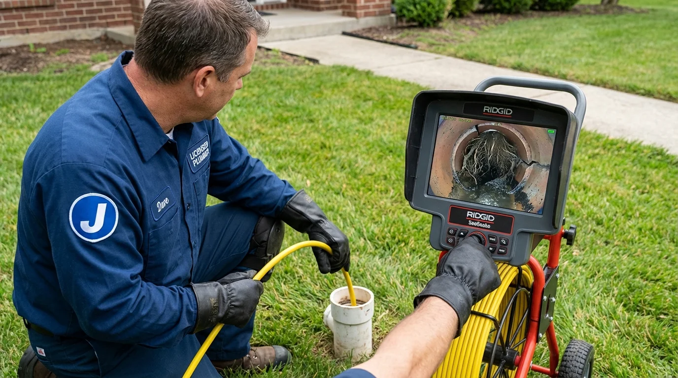 Sewer camera inspection being performed by Johns Plumbing LLC in Jeannette